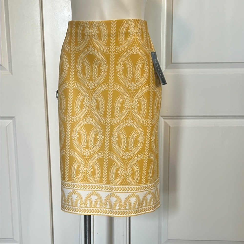 NYC Yellow and Cream Casual Pencil Skirt